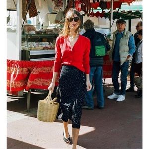 Rouje Gloria Skirt | Sz 36 | Green Dots Print | Jeanne Damas